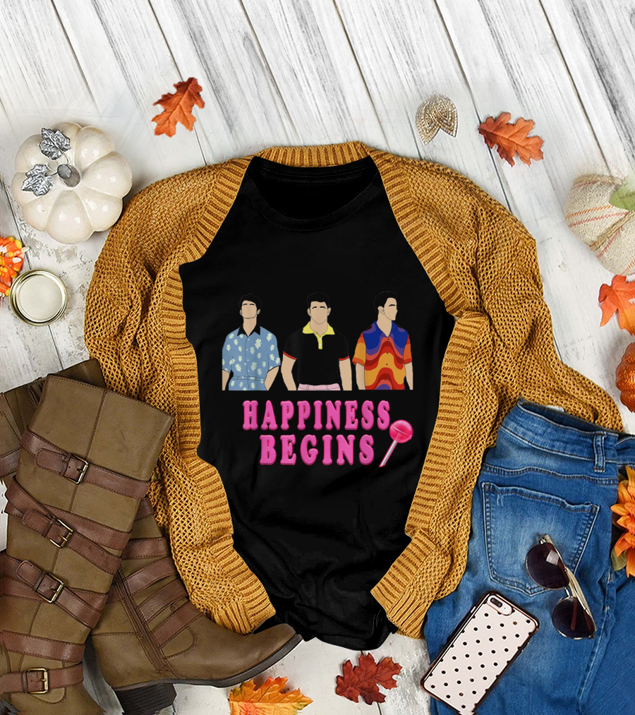Happiness Begins Love Jonas Cool Happiness Brothers T-Shirt