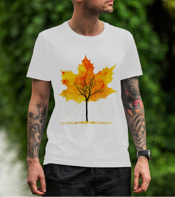 Maple Tree Autumn Leaves Fall Forest Scene T-Shirt