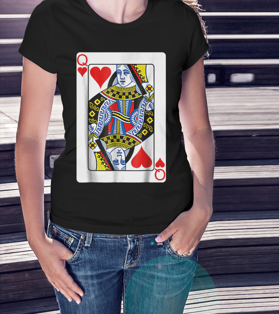 Queen Of Hearts Playing Card Poker T-Shirt
