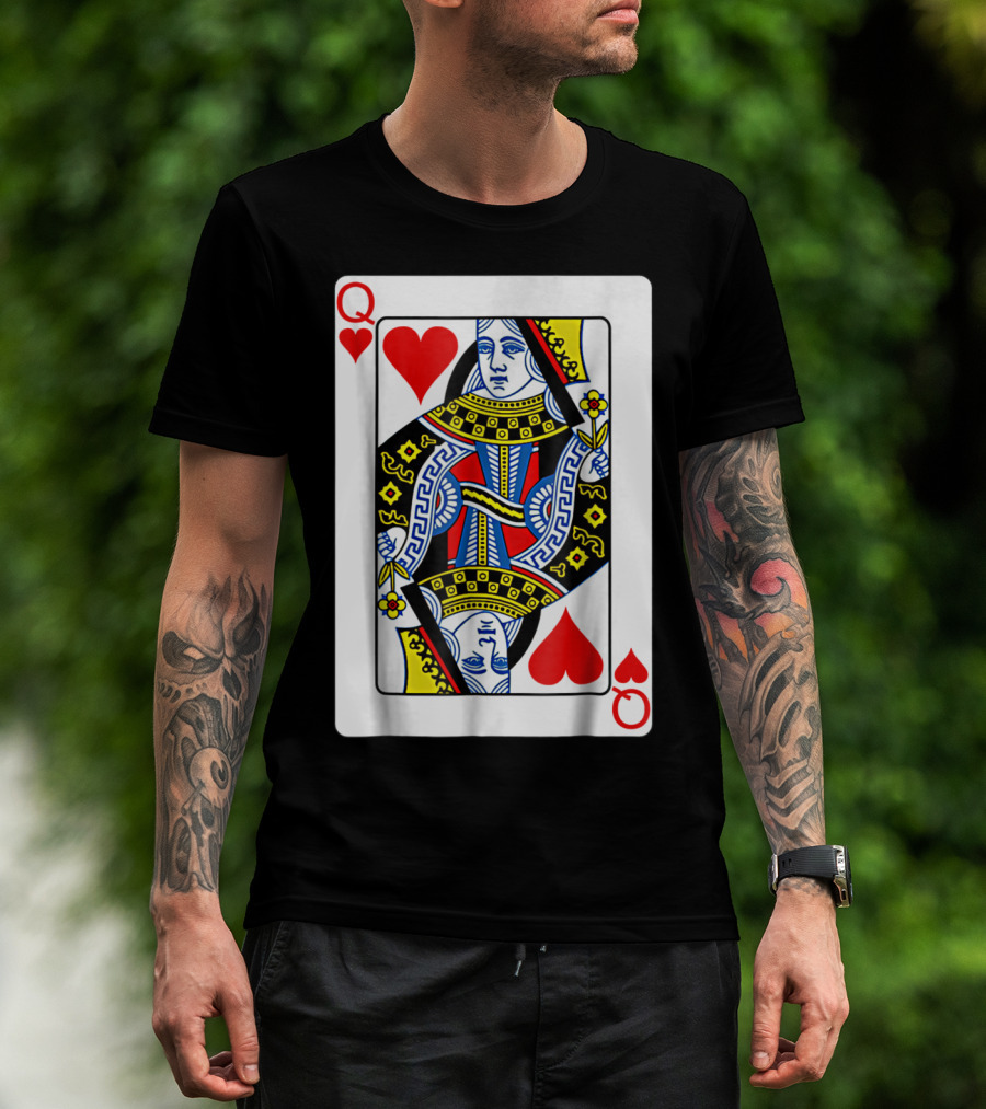 Queen Of Hearts Playing Card Poker T-Shirt