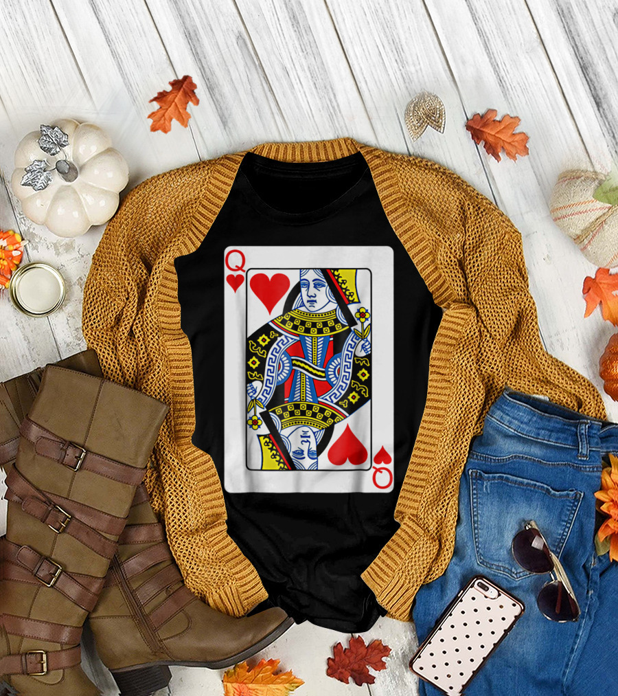 Queen of Hearts Playing Card Poker T-Shirt