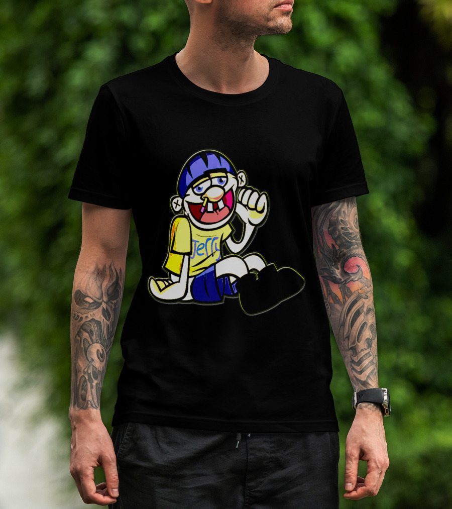 Sml Jeffy Character With Blue Helmet And Yellow Shirt Sitting T-Shirt