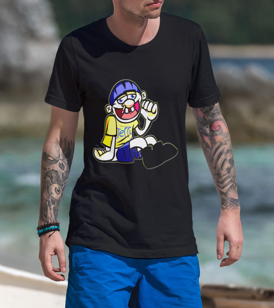 Sml Jeffy Character With Blue Helmet And Yellow Shirt Sitting T-Shirt
