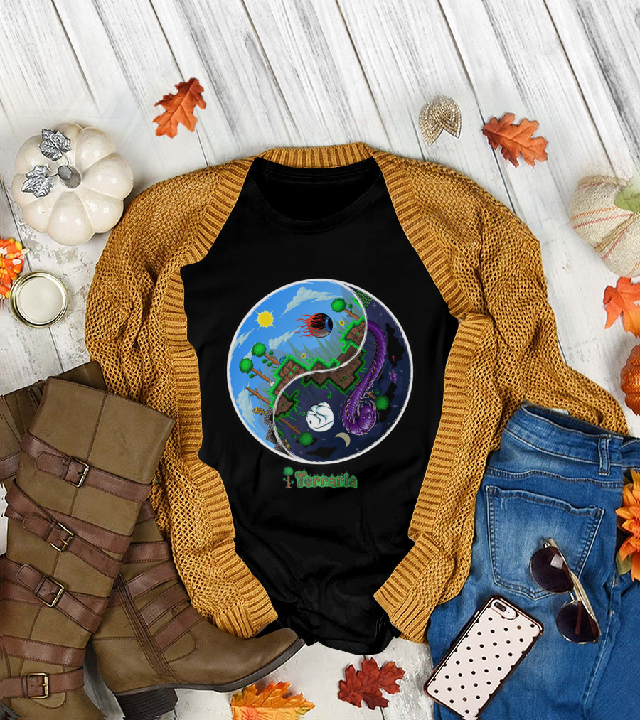 Terraria Night and Day Ying Yang Adventure T-Shirt