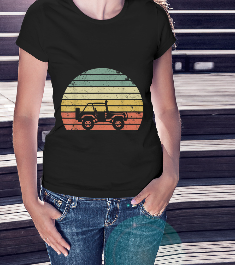Vintage 70s Sunset Off Road Jeep Adventure T-Shirt