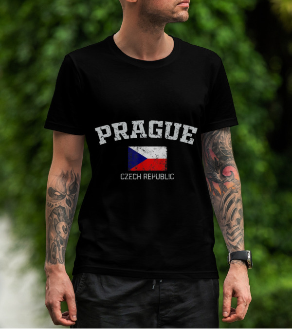 Prague Czech Republic Flag Vintage T-Shirt