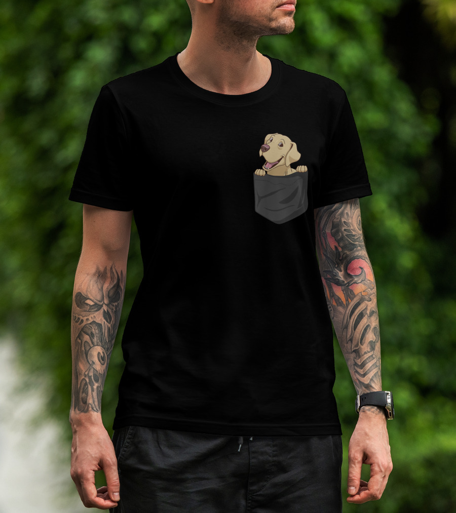 Cute Labrador Retriever Puppy In Pocket T-Shirt