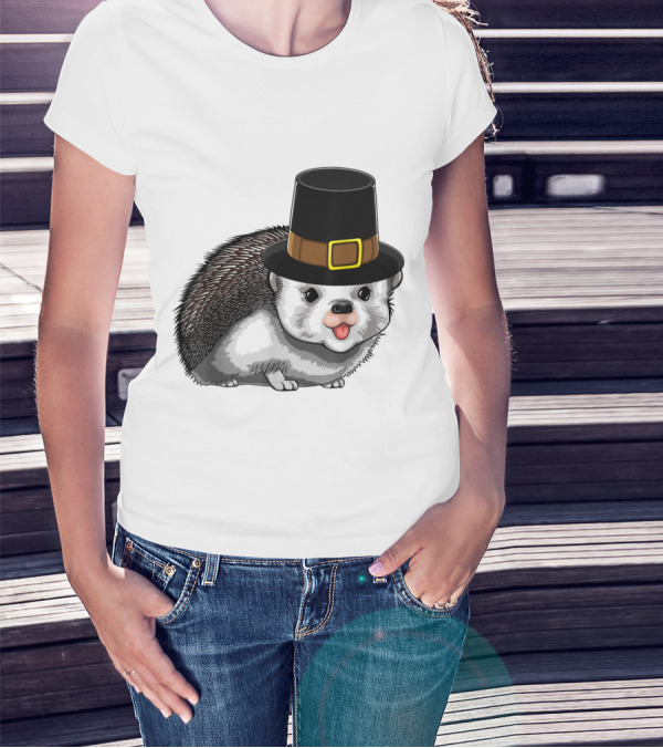Thanksgiving Pilgrim Hedgehog Gratitude Holiday Tradition T-Shirt