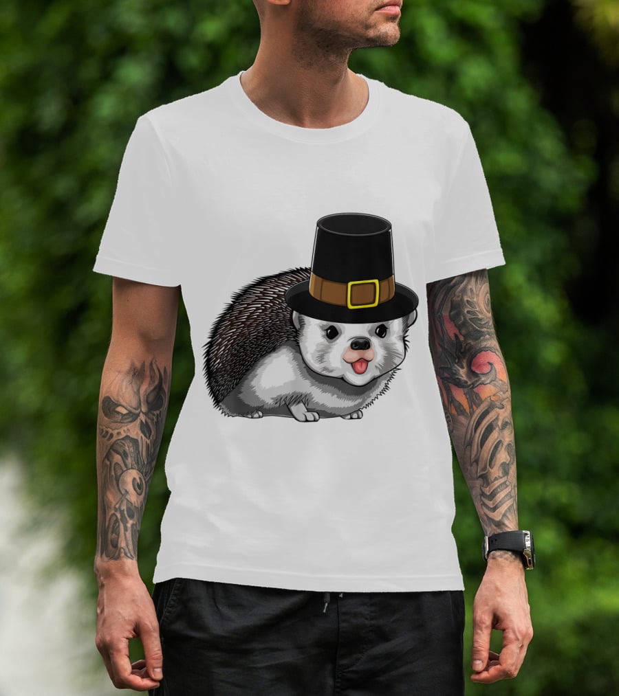 Thanksgiving Pilgrim Hedgehog Gratitude Holiday Tradition T-Shirt