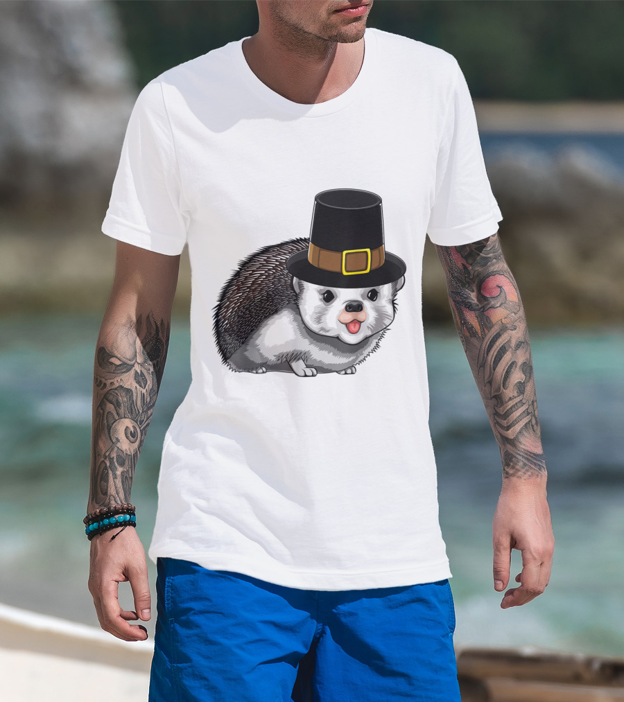 Thanksgiving Pilgrim Hedgehog Gratitude Holiday Tradition T-Shirt