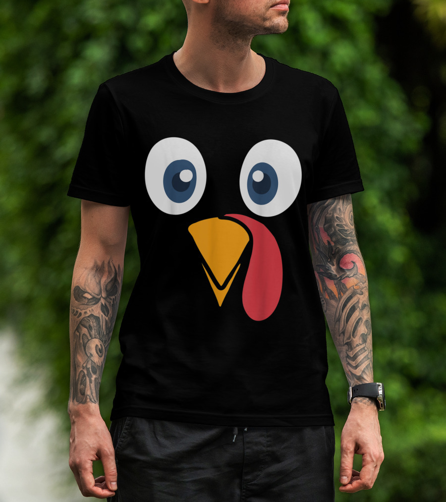 Thanksgiving Turkey Face Cartoon Eyes Beak And Snood T-Shirt