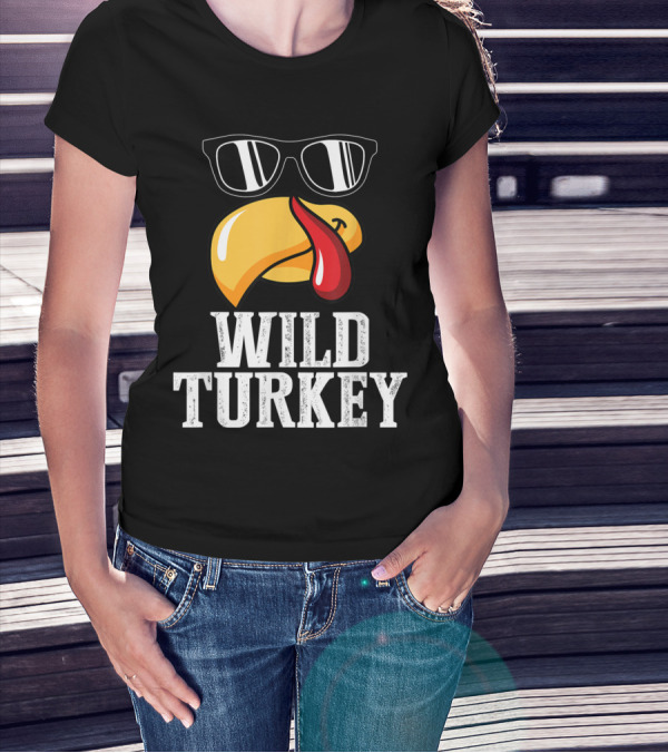 Wild Turkey Funny Sunglasses Tongue Thanksgiving Turkey Lover T-Shirt