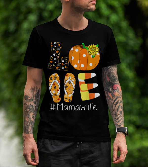 Love Pumpkin Sunflower Mamaw Life Halloween T-Shirt
