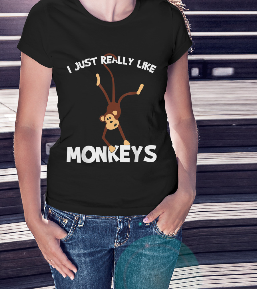 I Just Really Like Monkeys Playful Monkey Handstand T-Shirt