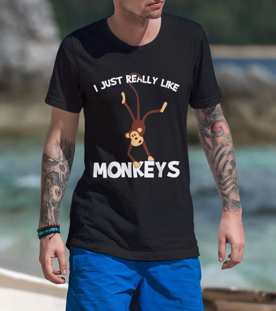 I Just Really Like Monkeys Playful Monkey Handstand T-Shirt