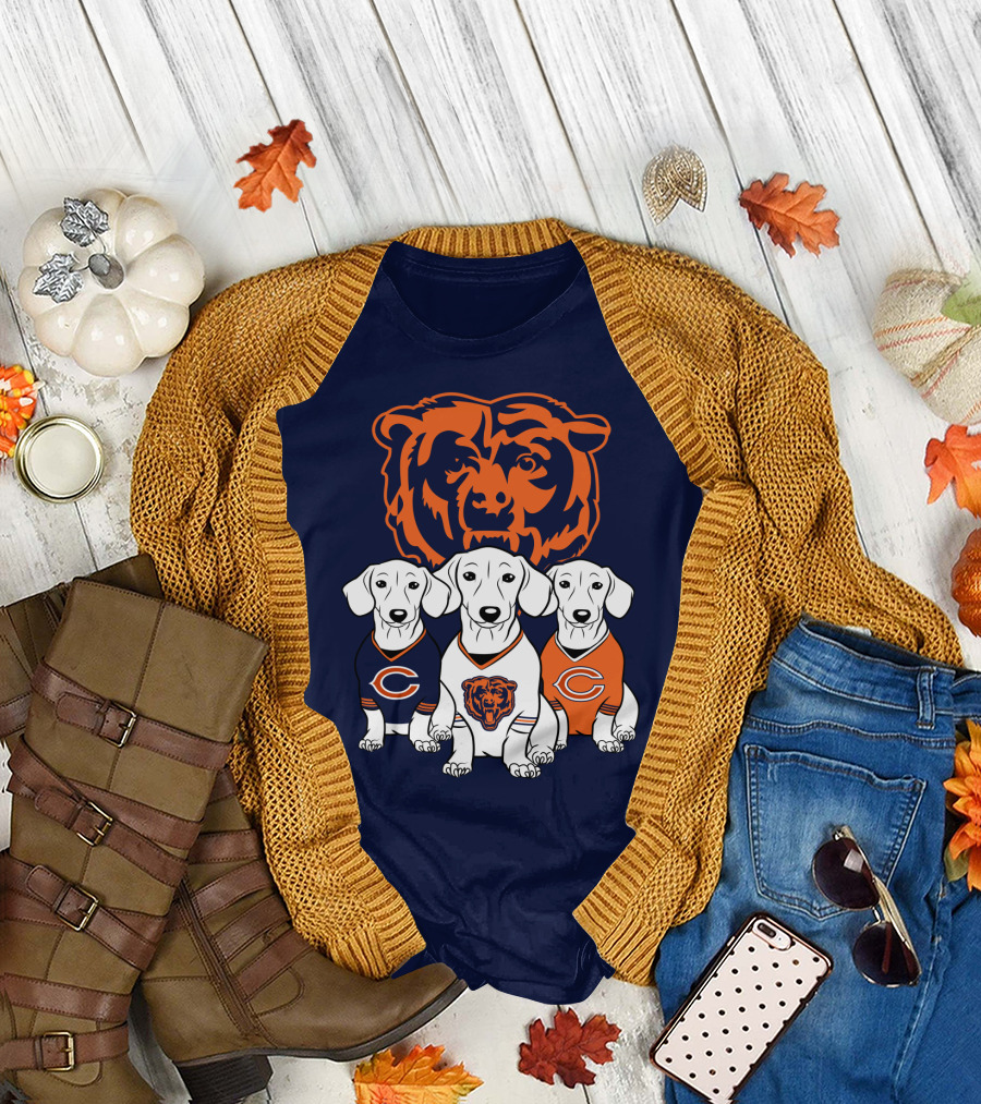 Chicago Bears Pet Lover Dachshund Dogs Football T-Shirt