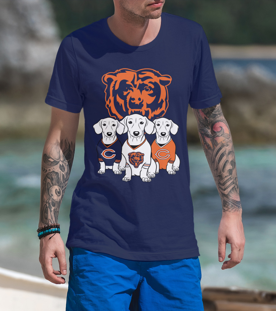 Chicago Bears Pet Lover Dachshund Dogs Football T-Shirt