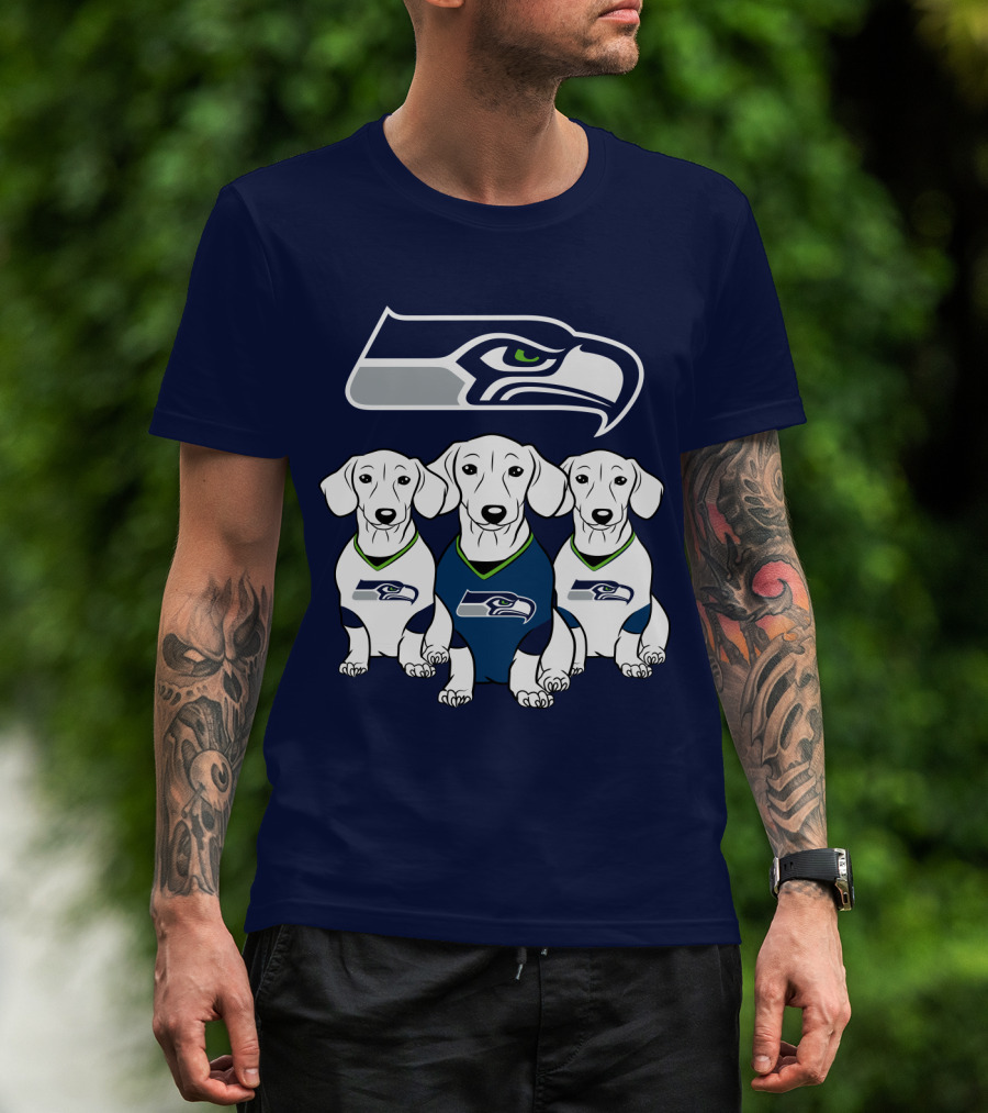 Seattle Seahawks Dachshund Dogs Football T-Shirt