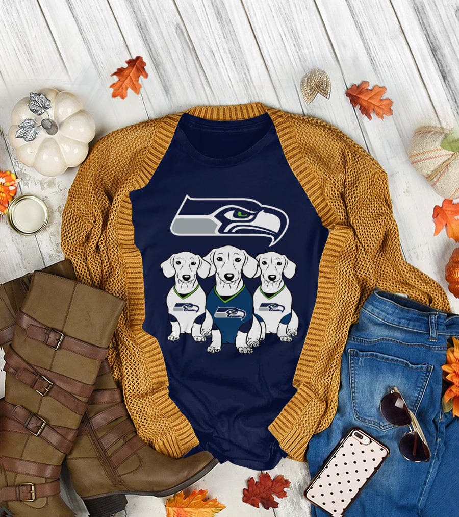 Seattle Seahawks Dachshund Dogs Football T-Shirt