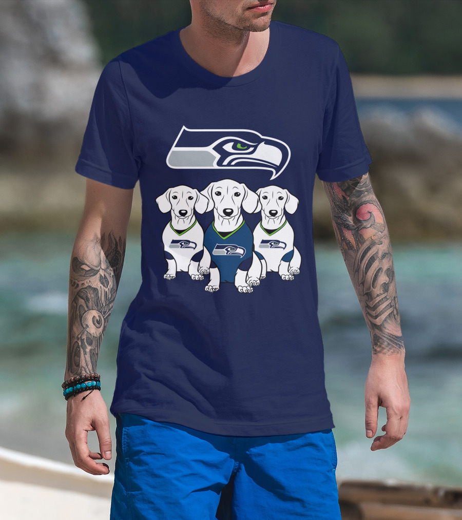 Seattle Seahawks Dachshund Dogs Football T-Shirt
