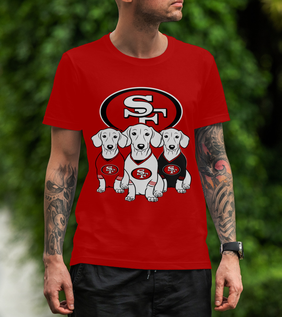 San Francisco 49ers Dachshund Dog Trio T-Shirt