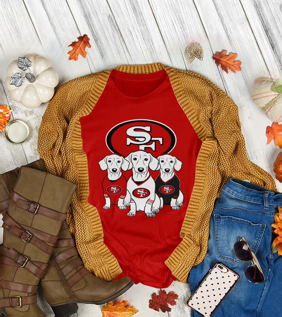 San Francisco 49ers Dachshund Dog Trio T-Shirt