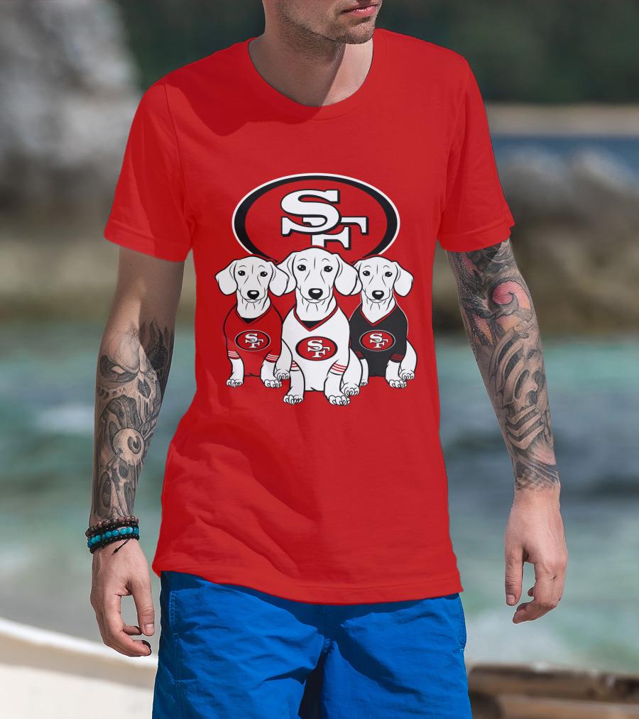 San Francisco 49ers Dachshund Dog Trio T-Shirt