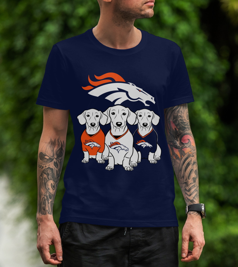 Denver Broncos Dachshunds Trio T-Shirt
