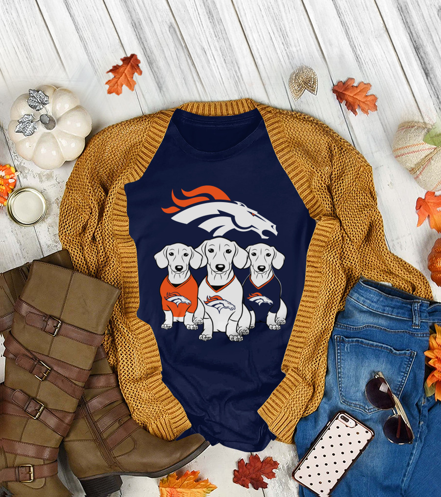 Denver Broncos Dachshunds Trio T-Shirt