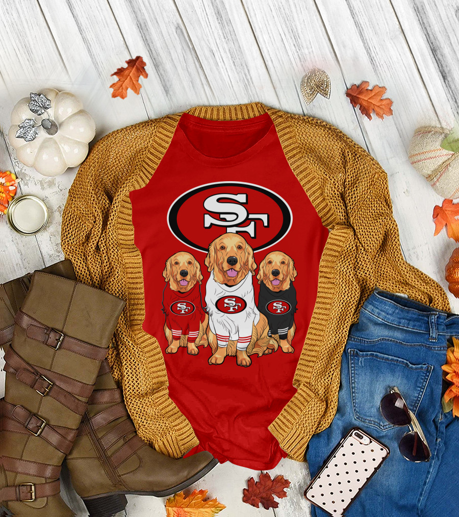 San Francisco 49ers NFL Golden Retriever Dogs Team T-Shirt