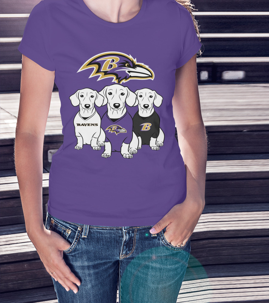 Baltimore Ravens Ravens Dachshund  Dog Trio T-Shirt