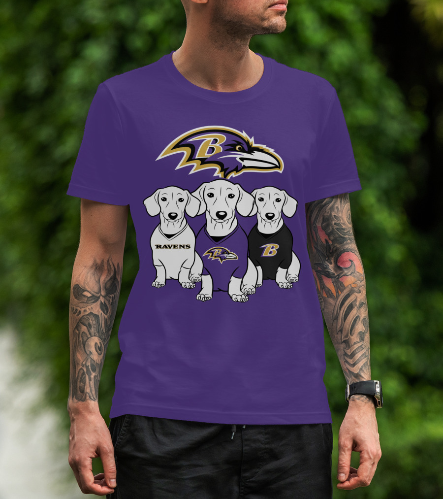 Baltimore Ravens Ravens Dachshund  Dog Trio T-Shirt