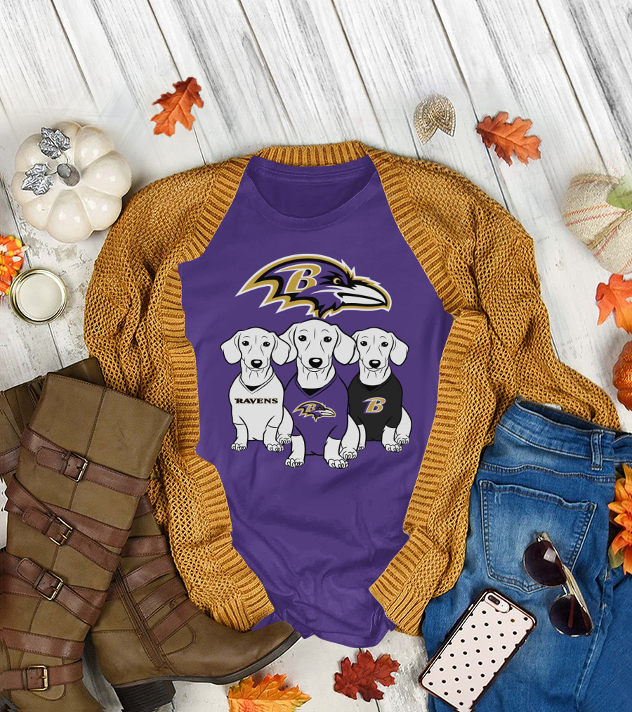 Baltimore Ravens Ravens Dachshund  Dog Trio T-Shirt