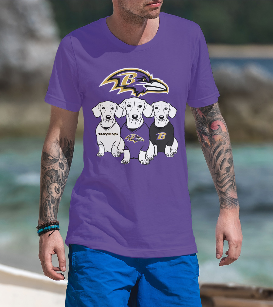 Baltimore Ravens Ravens Dachshund  Dog Trio T-Shirt