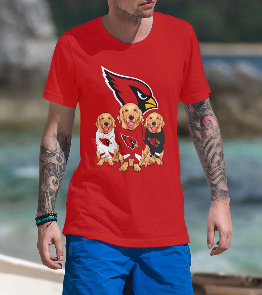 Arizona Cardinals Golden Retrievers Red Uniforms T-Shirt