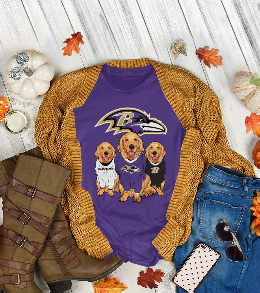 Baltimore Ravens Golden Retrievers T-Shirt