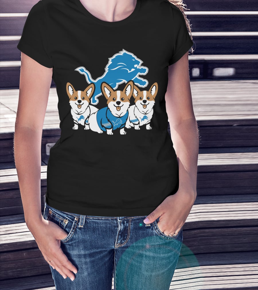 Detroit Lions Corgi Trio T-Shirt