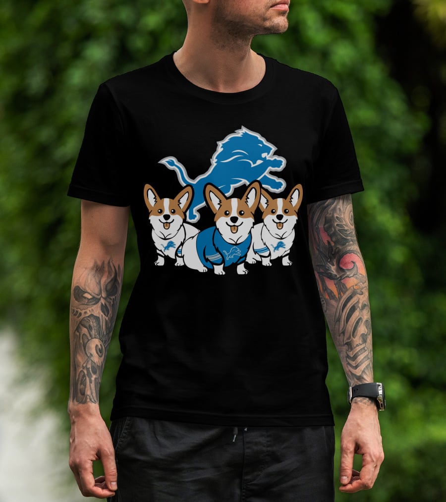 Detroit Lions Corgi Trio T-Shirt