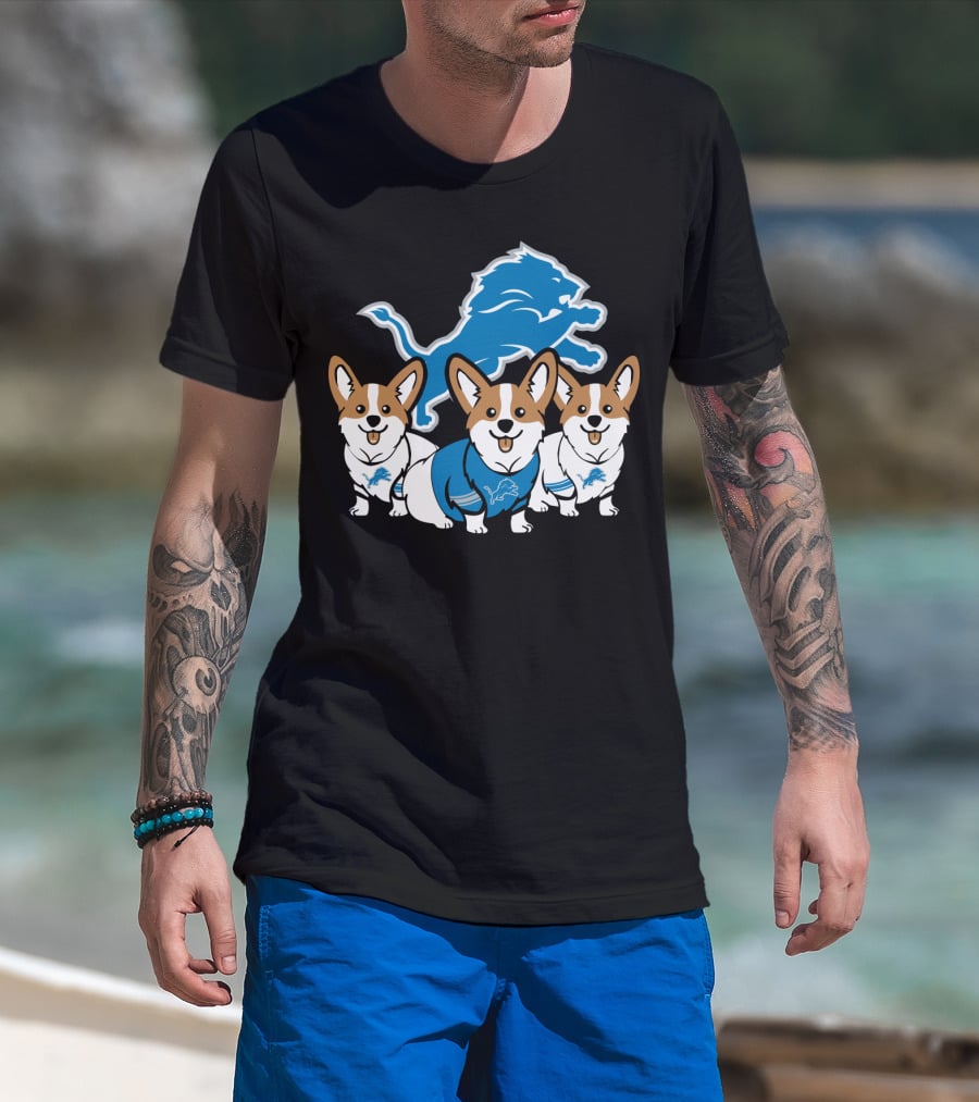 Detroit Lions Corgi Trio T-Shirt