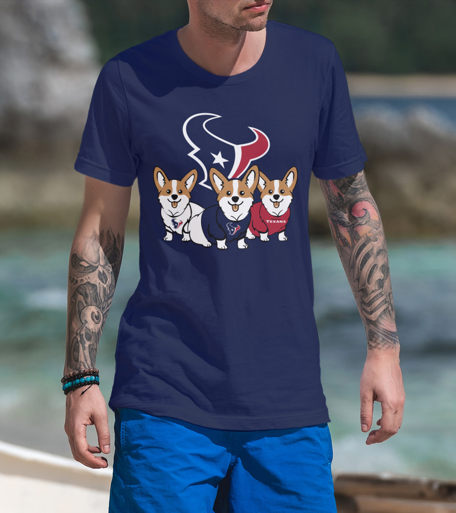 Houston Texans Corgi Trio T-Shirt