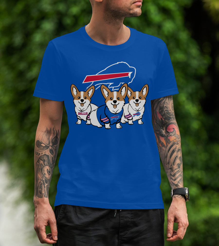 Buffalo Bills Corgi Trio Blue T-Shirt