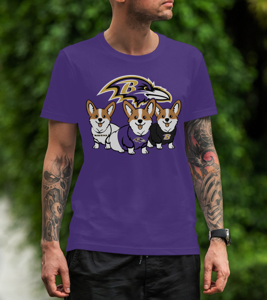 Baltimore Ravens Corgi Trio T-Shirt