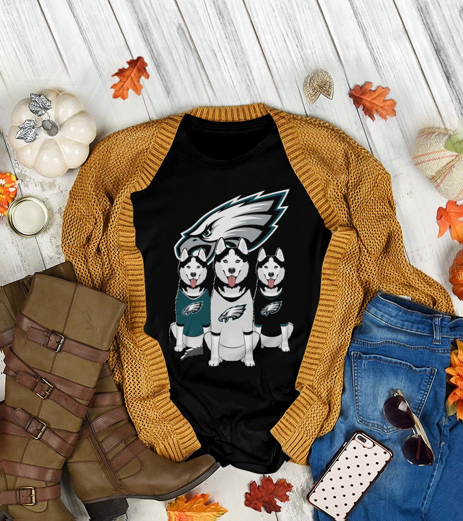 Philadelphia Eagles Husky Dogs T-Shirt