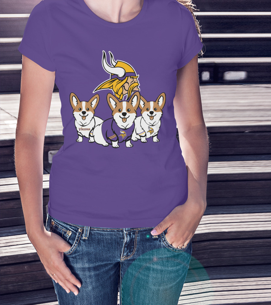 Minnesota Vikings Corgi Trio T-Shirt