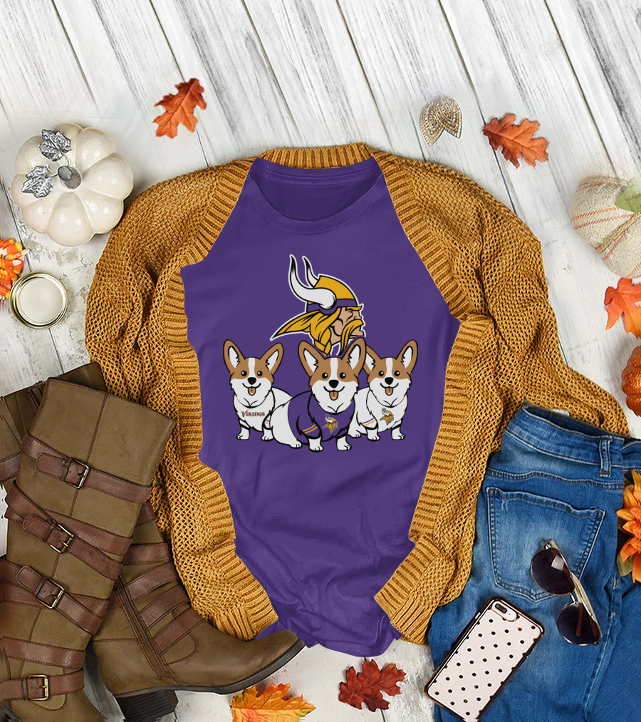 Minnesota Vikings Corgi Trio T-Shirt