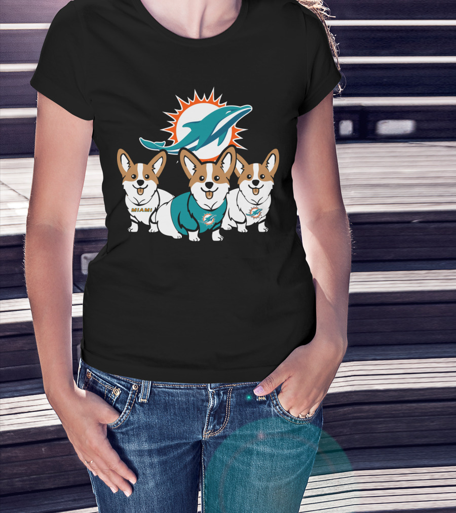 Miami Dolphins Corgi T-Shirt