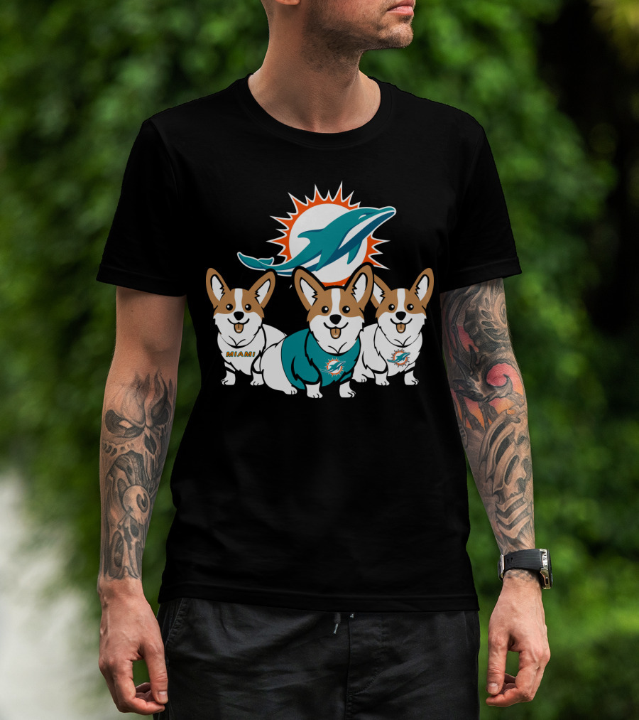 Miami Dolphins Corgi T-Shirt