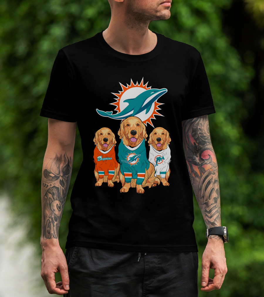 Miami Dolphins Golden Retrievers T-Shirt