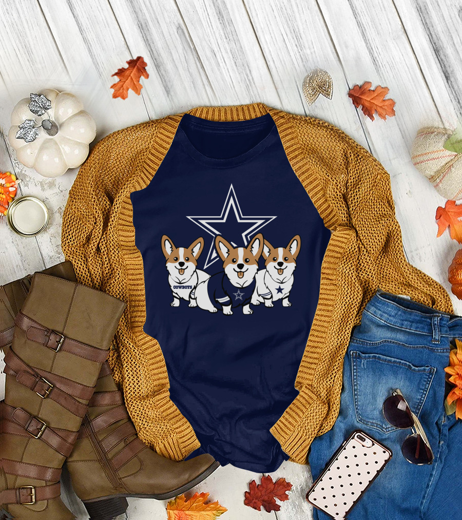 Dallas Cowboys Corgi Trio T-Shirt