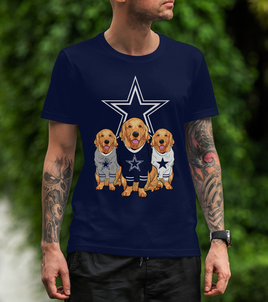 Dallas Cowboys Golden Retrievers Trio T-Shirt